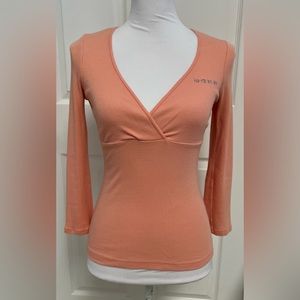 Bebe V-Neck Long Sleeve Top - Size Large